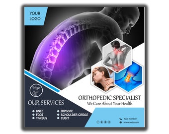 Orthopedic Clinic Flyer: Editable Healthcare Social Media Template