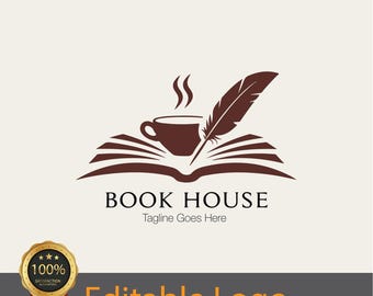 Editable Book Logo Design / Blogger Logo Design / Author Logo / Writer Logo / Book Store Logo / Book House Logo / Book Seller Logo Design