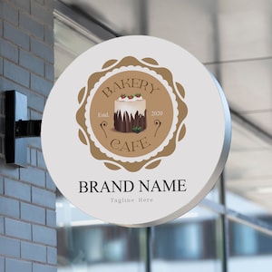 Custom Bakery Logo: Elegant Cake Shop Branding (AI, PDF, JPEG)