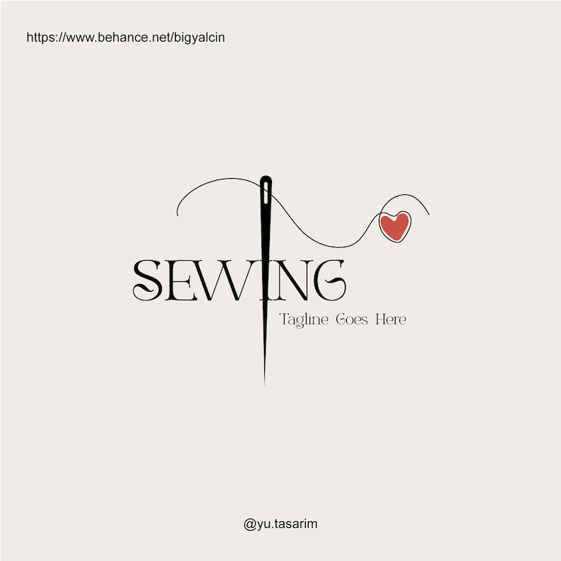 Tagline Thread Knitting & Sewing Logo / Needle and Thread Logo - Tailored Design for ...