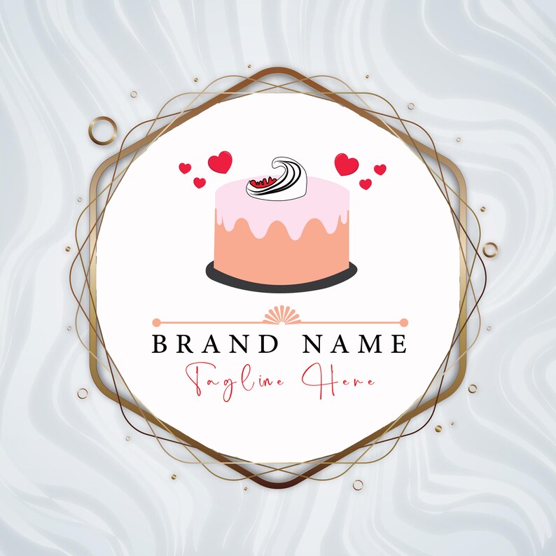 bakery and cake round badge logo design in pastel pink... Bakery Logo / Baking Logo Design / Cake Shop Logo / Cake Logo Design ...