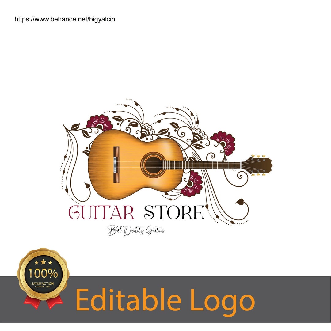アート・デザイン・音楽 Acoustic Guitar Workshop Guitar Logo / Guitar Store Logo / Musician Logo Design