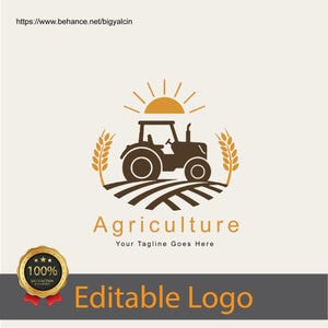 Logotipo de fazenda e agricultura - Marca personalizada para fazendeiros ou negócios orgânicos / Logotipo de estufas e agricultura sustentável / Negócios de alimentos orgânicos