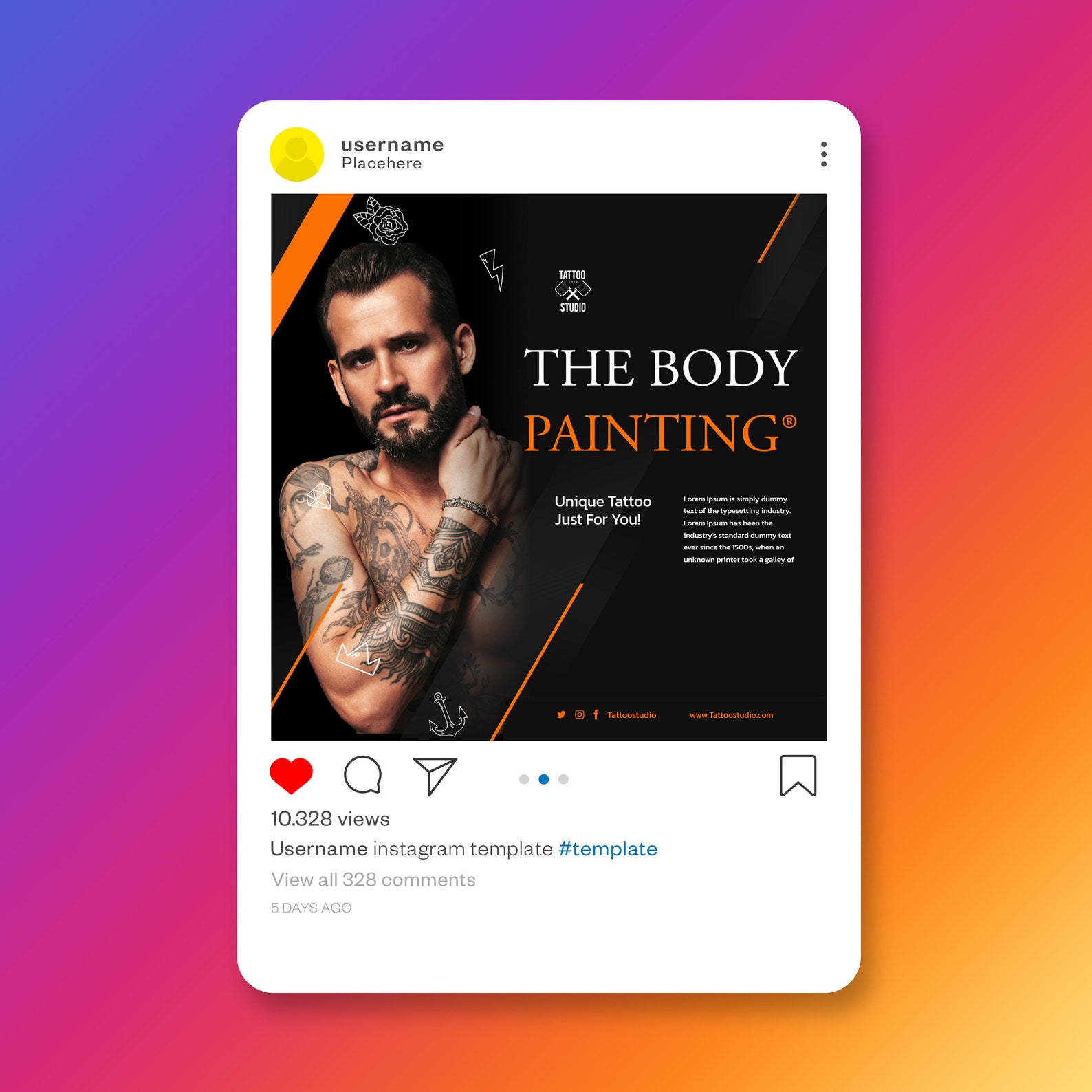 Tattoo Studio Flyer Template: Modern Ink Design (PSD) - Etsy