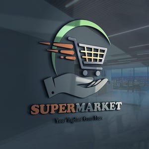 Diseño de logotipo moderno para supermercados: marca personalizada para tiendas de productos orgánicos, supermercados, tiendas locales o mercados agrícolas.