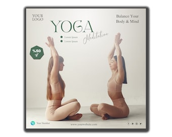 DIY Yoga Flyer Design / Redigerbar Yogaklass och Wellness Flyer / Meditationsflyer / Yogacenter Instagram / Yogainstruktör Sociala Medier