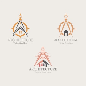 Professional Architect Logo Set Featuring Stylish Compass Designs / Architecture Compass Logo Bundle - Design Your Brand Identity Package