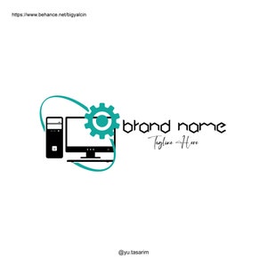 Logotyp för datorreparation / Logotyp för datorservice / Färdig datorlogotyp / Redigerbar PC-logotyp / Logotypdesign för PC-service / Logotypdesign för teknik