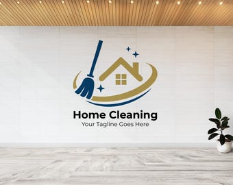 Minimal Cleaning Service Logo / Home Care & Maid Service Branding / Instant Download