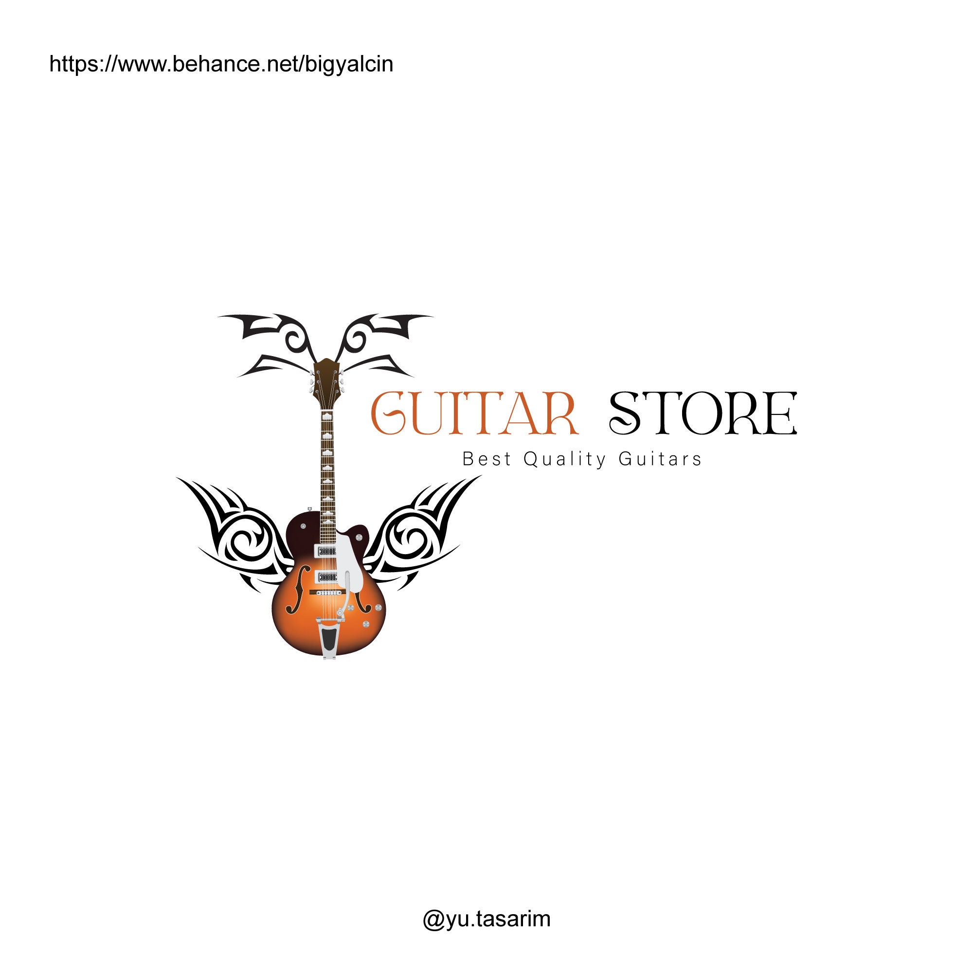 Guitar Store Logo / Musician Logo / Guitar With Tribal Clipart / Musician Logo / Guitar Player
