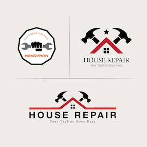 Home Repair Logo Design Kit / Handyman Logo Package / House Logo Design / Contractor Logo Design / Remodeling Logo / Renovation Logo