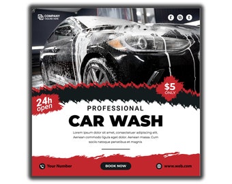 Plantilla de volante para lavado de autos, diseño de detallado automotriz (AI, PDF, JPG)