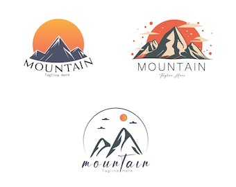Mountain & Sun Logo Design Kit – Adventure, Travel And Outdoor Branding Template / Digital Download