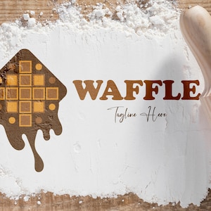 Waffle Logo Design / Editable Cake Logo / Waffle Shop Logo / Dessert ...