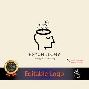 Minimalist Psychology Logo: Editable Counseling & Therapy Design (AI, PDF, JPG)