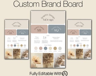 Custom Brand Board Design / Editable Branding Kit for Businesses / AI Format Brand Identity Template / Adobe Illustrator Format