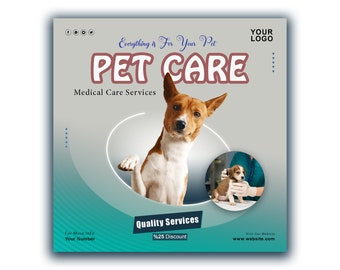 Veterinary Clinic Flyer Template – Custom Pet Care Promotion Design / Animal Hospital Brochure - Animal Health Business Social Meadi Post