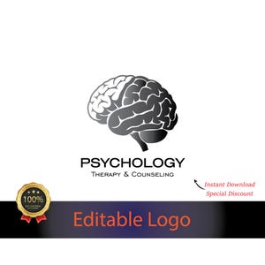 Minimal Brain & Psychology Logo Design for Therapists and Coaches / Wellness, Counseling and Life Coach Logo Template / Healer Branding Logo