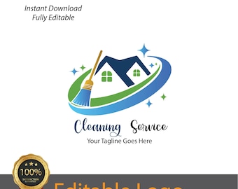 Cleaning Logo Design – House Cleaning or Housekeeping Logo for Maid Service & Cleaning Businesses / Residential and Commercial Cleaners Logo