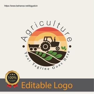 Unique Farm Logo Design / Agriculture Logo for Farmstead Business / Farmland Logo / Tractor Logo Design / Farming Business Logo