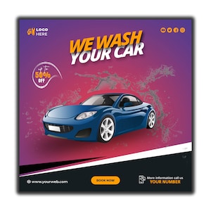 DIY Car Wash Flyer Template / Auto Detailing Poster / Editable Car Service Marketing Design / Vehicle Cleaning Service Poster