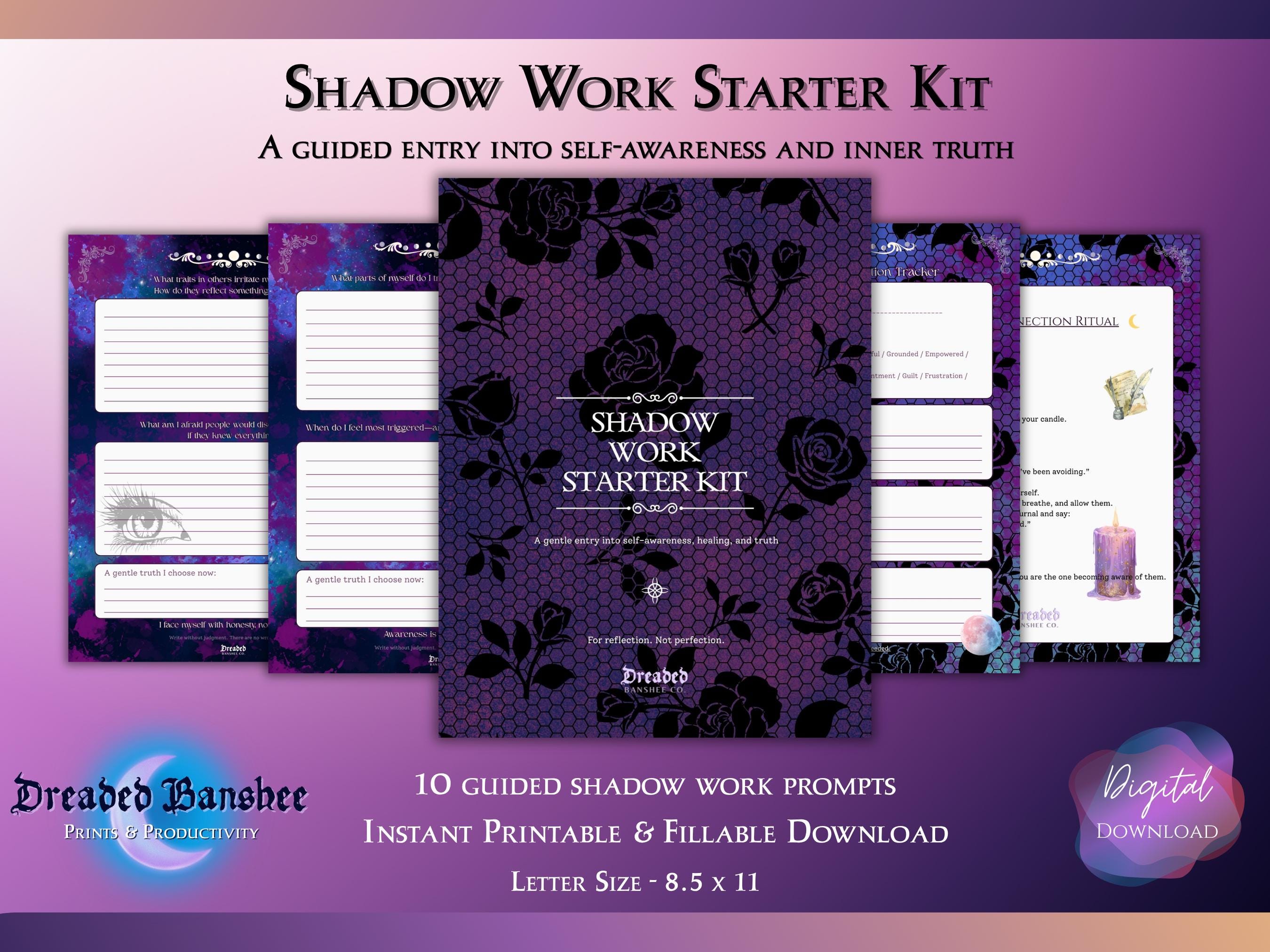 Shadow Work Starter Kit, Guided Journal Prompts, Self Reflection Printable