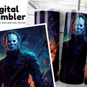Halloween Tumbler Wrap, 20 oz Sublimation Tumbler Design, Horror Tumbler Wrap PNG, Digital Download
