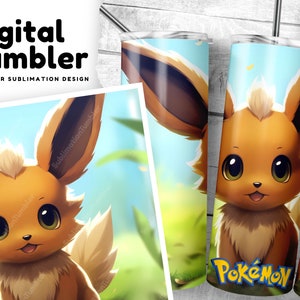 Eevee Tumbler Wrap, 20 oz Skinny Tumbler Sublimation Design, Digital Download