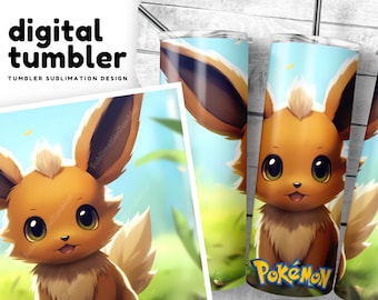 Eevee Tumbler Wrap, 20 oz Skinny Tumbler Sublimation Design, Digital Download