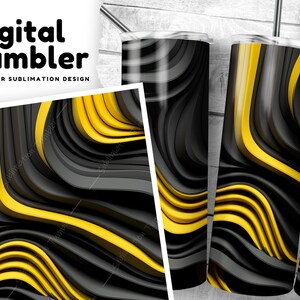 3D Tumbler Wrap PNG, 20 oz Skinny Tumbler Sublimation Design, Wave Tumbler PNG, Digital Download