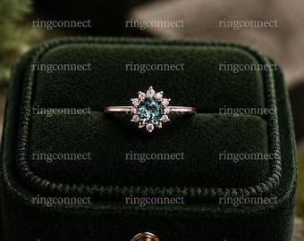 Anillo de compromiso de alejandrita de 14k, piedra de nacimiento de junio, anillo con piedra única que cambia de color. Joyería para mujer.