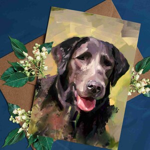Schwarzer Labrador Retriever | Tierdruck | Grußkarte | Innen leer | Handgefertigtes Design | Kunstdruck | Geschenkkarten