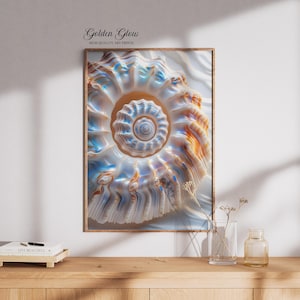 NAUTILUS SHELL  PRINT - Iridescent Spiral Decor, Ocean Geometry Art, Unique Marine Download, Coastal Elegance, Digital Print, Masterpiece