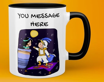Taza personalizada de Aladdin Taza personalizada Regalo de aniversario para ella/él, regalos del día de San Valentín, regalo perfecto para los amantes