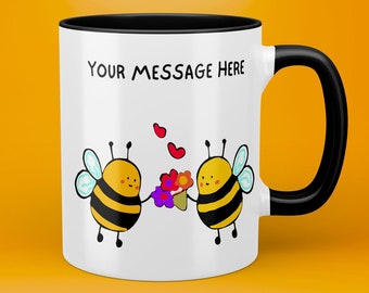 Taza personalizada de abeja, taza personalizada, regalo perfecto para parejas, amantes de las abejas, lindo aniversario o regalo de cumpleaños, taza de miel