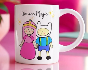 Taza personalizada comprometida, taza personalizada de Hora de aventuras, regalo de aniversario para ella/él, regalos del día de San Valentín, café personalizado