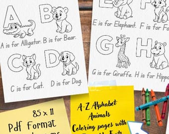 A bis Z Ausmalbilder Tiere Alphabet Malvorlagen für Kinder | Druckbare Vorschul-Ablaufverfolgung (Neue Version)