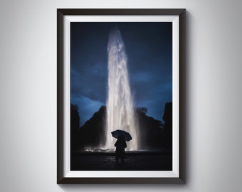 Umbrella in the Rain Street Art Photography Print Hannover Germany Park Decor