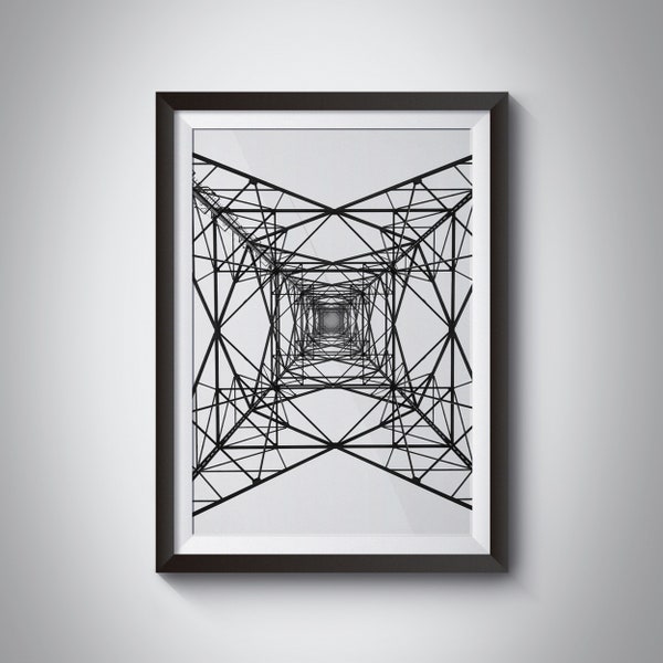 Lattice Tower Poster Wind Turbine Wall Art Allemagne Photographie Géométrie Abstrait