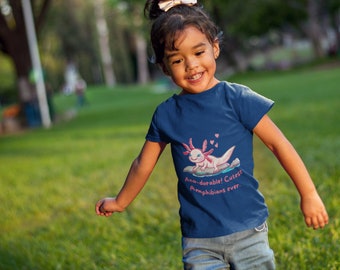 Axolotl-kinder-T-shirt, schattig amfibieontwerp