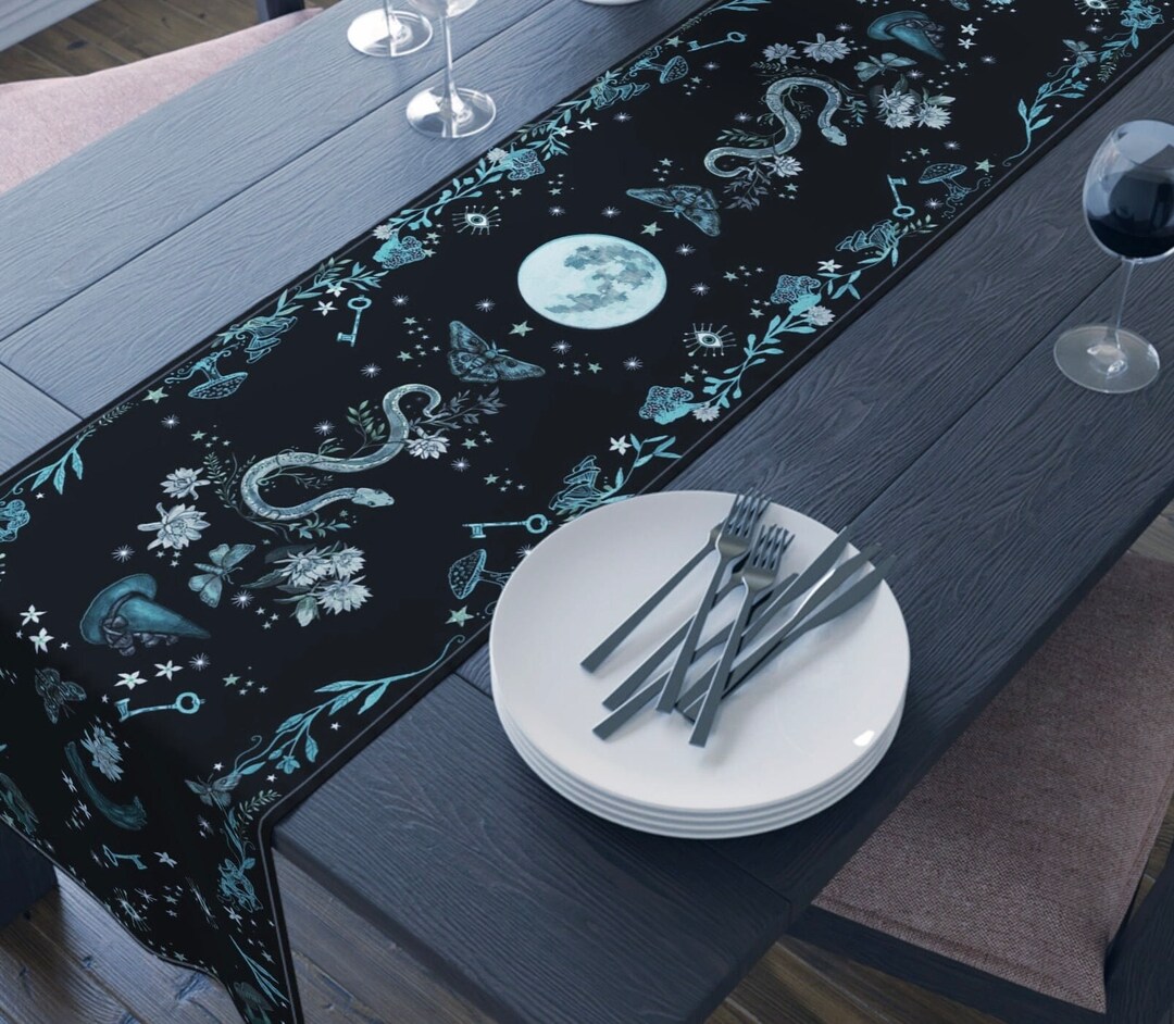 Halloween Dark Cottagecore Table Runner, Witchy Garden Decor, Dark ...