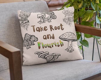 Cottagecore Pillow for Mushroom and Nature Lovers, Home Decor Gift