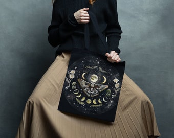 Moon Lover Black Tote Bag