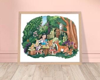 Secret Garden Tea Party Wall Art Print, Kids Room Decor