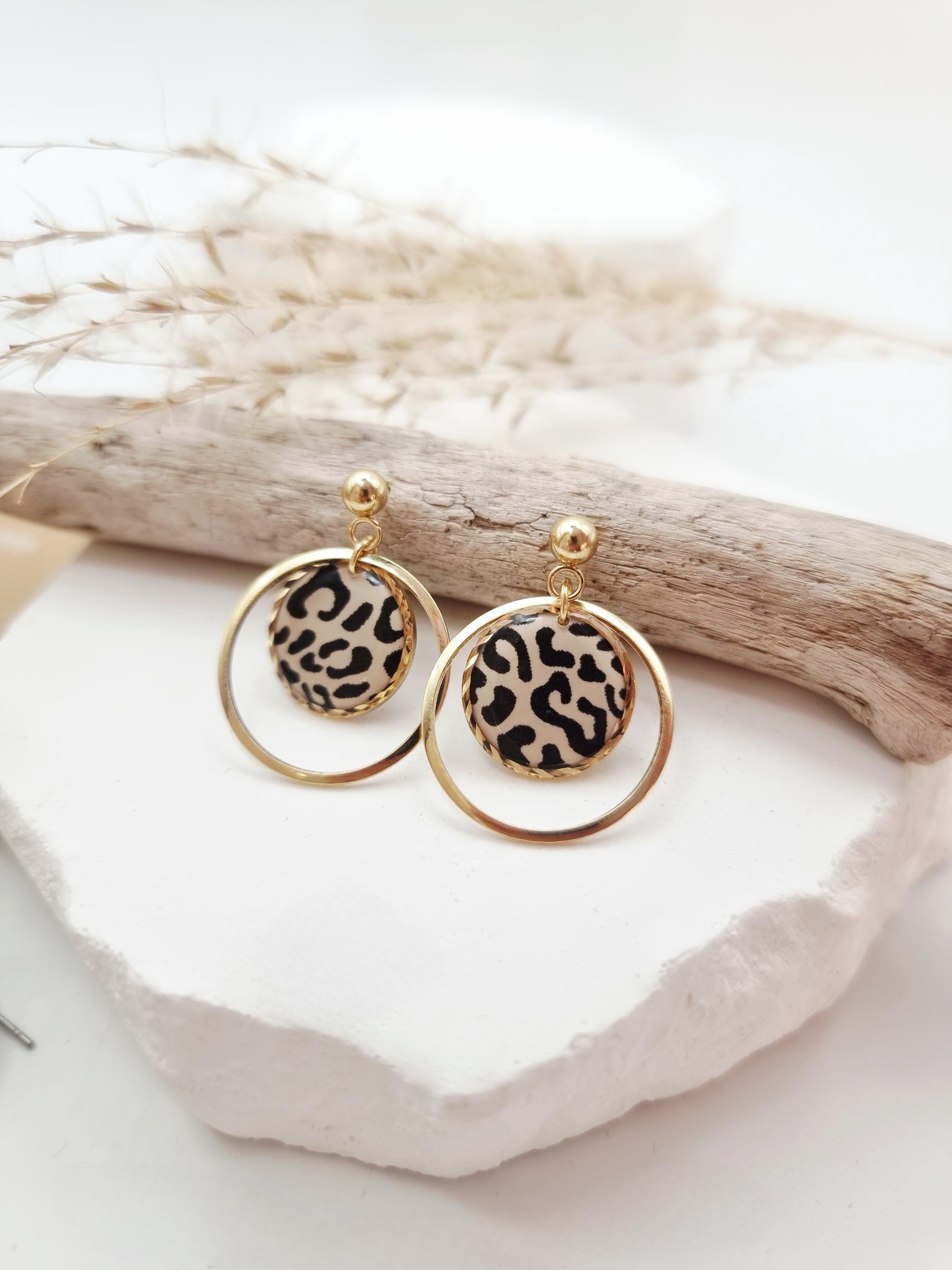 Orecchini a bottone leopardo in argento sterling, argento o oro
