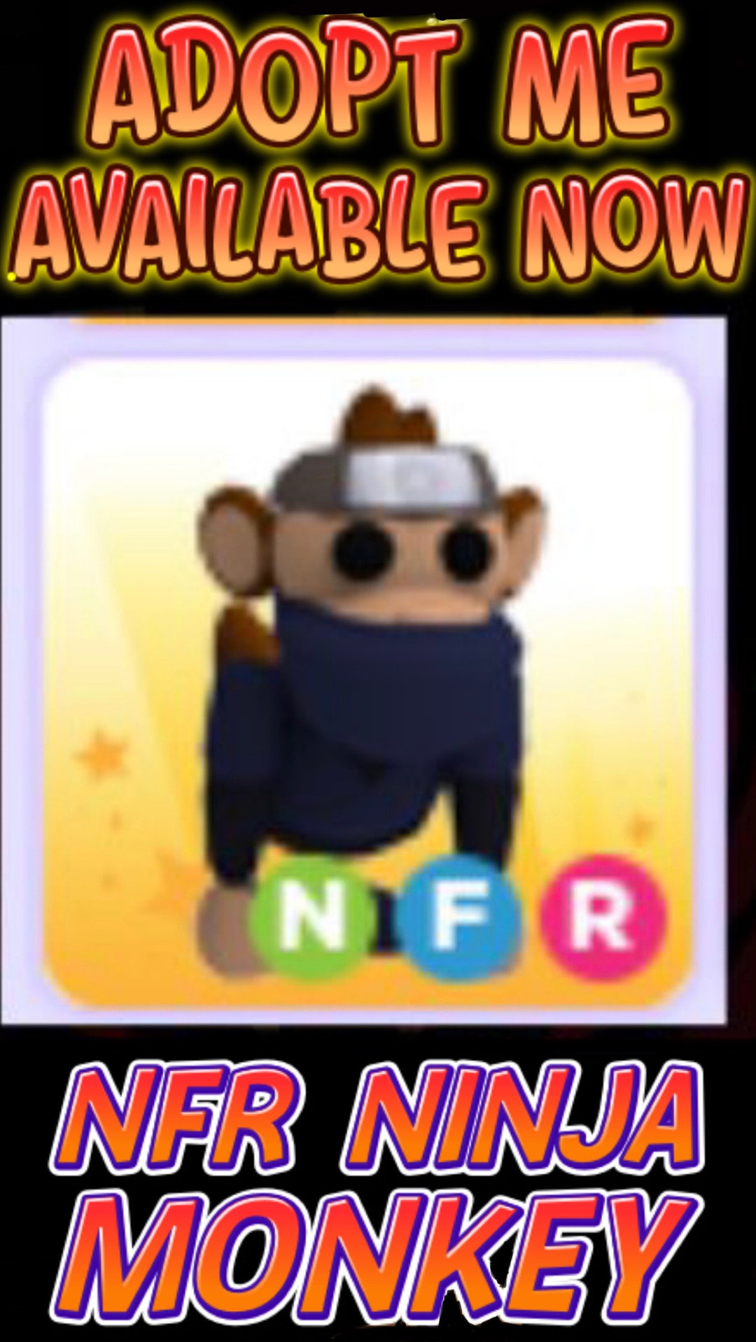 NFR Ninja Monkey Adopt Me Roblox receive Same Day Virtual Etsy