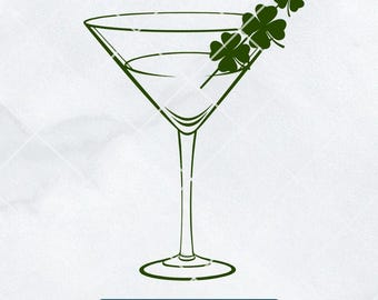 Martini St Patricks Day SVG, Shamrock SVG, trendy SVG, Clover Svg, St Paddy's Day Svg, Lucky Shamrock Svg, Ierse Svg, sierlijke Svg, schattige svg