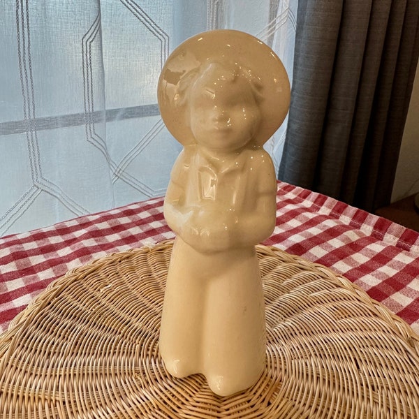 Small 1940s figurine of Farmer Boy vintage cream glaze