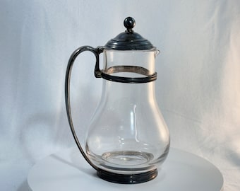 Railroad Service Pitcher Vintage Silver and Glass Hotel Industrial Food by Victor Silver Co
