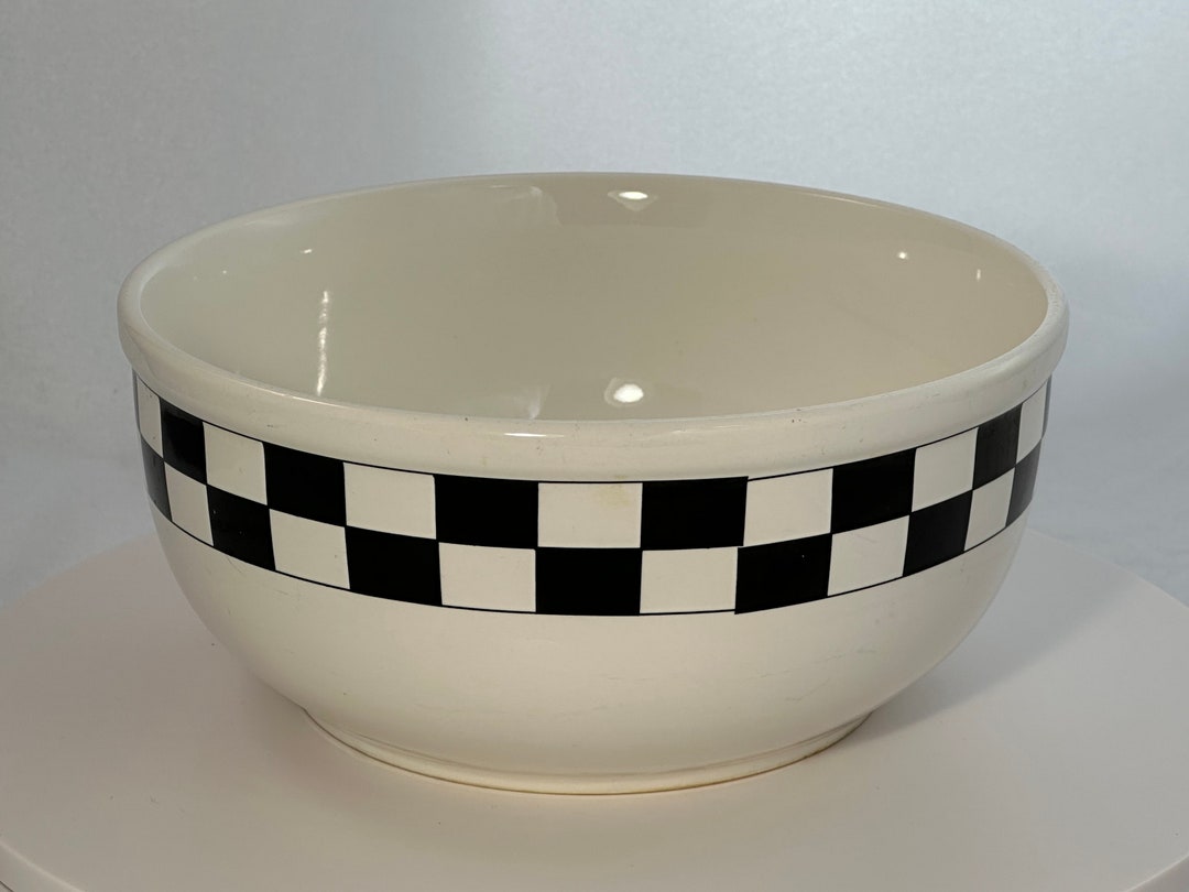 1980s Checker Mixing Bowl Japan Large Ceramic Vintage Retro Etsy